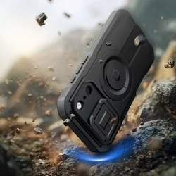 Telefontok iPhone 17 Pro - Tech- Protect Kevlar Pro - átlátszó előlap + plexi fekete hátlapi 360°-os tok, kitámasztható-6