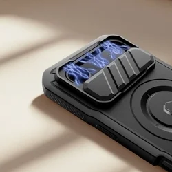 Telefontok iPhone 17 Air - Tech- Protect Kevlar Pro - átlátszó előlap + plexi fekete hátlapi 360°-os tok, kitámasztható-3