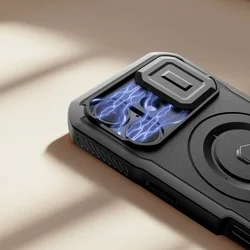 Telefontok iPhone 17 - Tech- Protect Kevlar Pro - átlátszó előlap + plexi fekete hátlapi 360°-os tok, kitámasztható-2