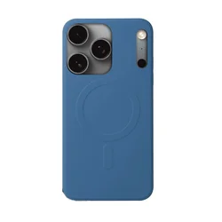 Telefontok iPhone 17 Pro - MagSafe kompatibilis kék szilikon hátlap tok-1