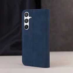 Telefontok Samsung Galaxy S25 FE - Suede - kék mágneses szilikon keretes könyvtok ﻿-4