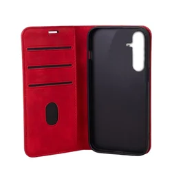 Telefontok Samsung Galaxy S25 FE - Suede - piros mágneses szilikon keretes könyvtok ﻿-1