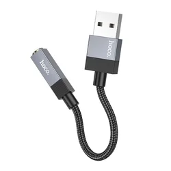 Adapter: Hoco UPA32D - USB / AUX (jack) adapter, fekete, 15 cm-1