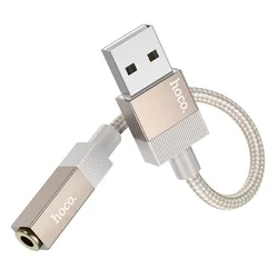 Adapter: Hoco UPA32D - USB / AUX (jack) adapter, arany, 15 cm-1