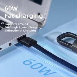 Kábel Tech- Protect Ultraboost DNA - Type-C / Type-C (USB-C) fekete kábel karabinerrel - 17 cm, 60W ﻿-4