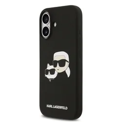 Telefontok iPhone 17 - Karl Lagerfeld és Choupette Head - MagSafe kompatibilis fekete hátlap tok-1