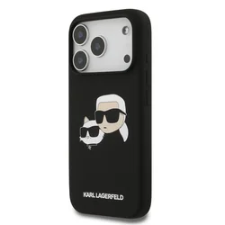 Telefontok iPhone 17 Pro Max - Karl Lagerfeld és Choupette Head - MagSafe kompatibilis fekete hátlap tok-1