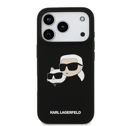 Telefontok iPhone 17 Pro Max - Karl Lagerfeld és Choupette Head - MagSafe kompatibilis fekete hátlap tok-2