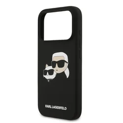 Telefontok iPhone 17 Pro Max - Karl Lagerfeld és Choupette Head - MagSafe kompatibilis fekete hátlap tok-4