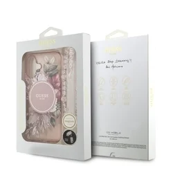 Telefontok iPhone 17 - Guess IML Flowers - virágmintás, pink átlátszó MagSafe kompatilibilis hátlap tok-6