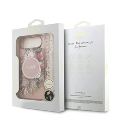 Telefontok iPhone 17 Air - Guess IML Flowers - virágmintás, pink átlátszó MagSafe kompatilibilis hátlap tok-6