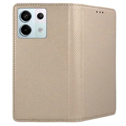 Telefontok Xiaomi POCO C85 - arany mágneses szilikon keretes könyvtok-1