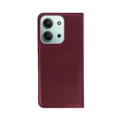Telefontok Xiaomi Redmi 15C - Smart Magnetic burgundy szilikon keretes mágneses könyvtok-2