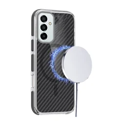 Telefontok Samsung Galaxy A17 5G - Fiber - carbon mintás, áttetsző/szürke, Magsafe kompatibilis hátlap tok-2