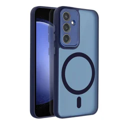 Telefontok Samsung Galaxy A17 5G - Variete MagSafe kompatibilis áttetsző műanyag hátlap tok, kék szilikon kerettel-1