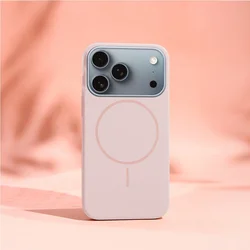 Telefontok iPhone 17 Pro - Thin Mag - MagSafe kompatibilis púderpink szilikon hátlap tok-2