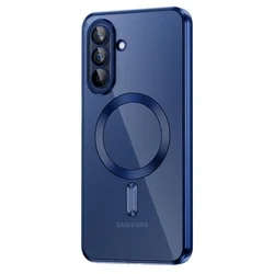 Telefontok Samsung Galaxy A17 5G - Tech-Protect Magflex - MagSafe kompatibilis átlátszó hátlap tok, kék szilikon kerettel-1