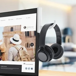 Fejhallgató tartó: Monitorra rögzíthető fejhallgató tartó, fehér-1