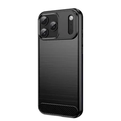 Telefontok iPhone 17 Pro Max - Carbon Fiber - fekete szilikon hátlap tok-1