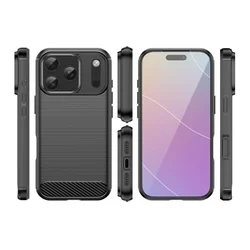 Telefontok iPhone 17 Pro Max - Carbon Fiber - fekete szilikon hátlap tok-4