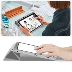 Samsung Galaxy Tab S10 FE 10.9 coll Tablettok (SM-X520, SM-X526) - szürke smart case, ceruzatartóval-8