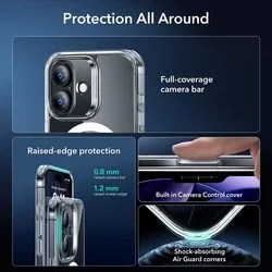 Telefontok iPhone 17 - ESR CLASSIC HYBRID HALOLOCK MagSafe átlátszó hátlap tok + fekete keretes ÜVEGFÓLIA + felhelyezést segítő keret-5