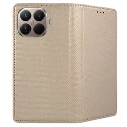 Telefontok Xiaomi 15T Pro 5G - arany mágneses szilikon keretes könyvtok-2