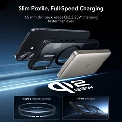 Telefontok iPhone 17 - ESR CLASSIC HYBRID HALOLOCK MagSafe átlátszó / fekete hátlap tok + fekete keretes ÜVEGFÓLIA + felhelyezést segítő keret-4