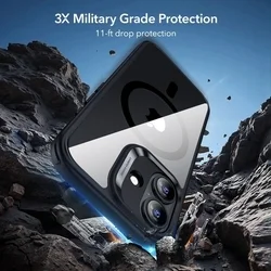 Telefontok iPhone 17 - ESR CLASSIC HYBRID HALOLOCK MagSafe átlátszó / fekete hátlap tok + fekete keretes ÜVEGFÓLIA + felhelyezést segítő keret-5