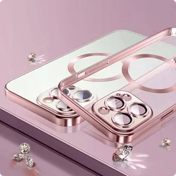 Telefontok iPhone 13 - Tech- Protect MagShine - MagSafe kompatibilis rosegold / átlátszó szilikon tok-3