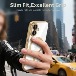 Telefontok iPhone 17 - Tech-Protect Magflex - MagSafe kompatibilis átlátszó hátlap tok, arany szilikon kerettel-4