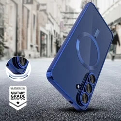 Telefontok Samsung Galaxy S25 FE - Tech-Protect Magflex - MagSafe kompatibilis átlátszó hátlap tok, kék szilikon kerettel-4