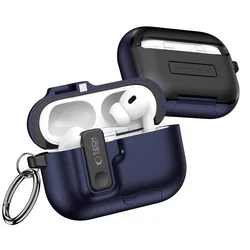 AirPods Pro 3 tartó - Tech- Protect Slim Hook - kék szilikon AirPods Pro 3 tok-2