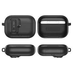 AirPods Pro 3 tartó - Tech- Protect Slim Hook - fekete szilikon AirPods Pro 3 tok-3