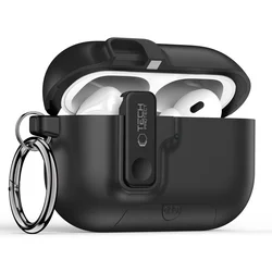 AirPods Pro 3 tartó - Tech- Protect Slim Hook - fekete szilikon AirPods Pro 3 tok-1