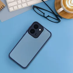 Telefontok Xiaomi Redmi 15C - Variete - áttetsző hátlap tok, kék kerettel-2