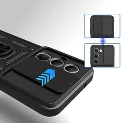 Telefontok Xiaomi Redmi 15 4G / 5G - Camshield - fekete szilikon tok, kitámasztó ujjgyűrűvel, csúsztatható kameravédővel-1