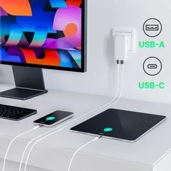 Telefont töltő Qualo GaN Ultra Slim - USB / Type-C (USB-C) portos fehér hálózati töltőfej, 45W-4