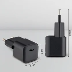Telefont töltő Qualo Nano GaN - Type-C (USB-C) portos fekete hálózati töltőfej, 20W-4