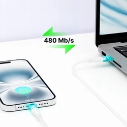 Kábel Qualo Transparent - Type-C / Type-C (USB-C) kábel 60W, 1,5m ﻿-3