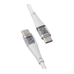 Kábel Qualo Transparent - Type-C / Type-C (USB-C) kábel 60W, 1,5m ﻿-1