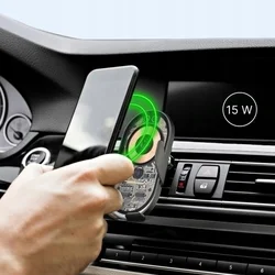 Autós tartó Qualo Transparent - átlátszó szellőzőrácsra rögzíthető automata telefontartó, induktív töltéssel-6