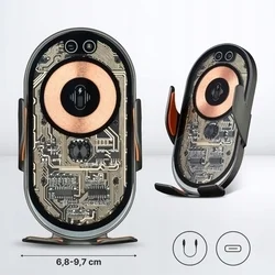 Autós tartó Qualo Transparent - átlátszó szellőzőrácsra rögzíthető automata telefontartó, induktív töltéssel-5