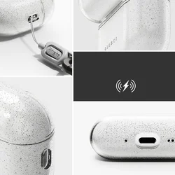 AirPods Pro 3 tartó: RINGKE Air Glitter - átlátszó csillámos tok, karabinerrel-2