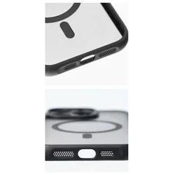 Telefontok Xiaomi Redmi 15C - FULL MATTE MAG COVER - MagSafe kompatibilis áttetsző/fekete hátlap tok-2