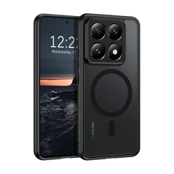 Telefontok Xiaomi 14T Pro 5G - Tech-Protect Magmat MagSafe kompatibilis áttetsző műanyag hátlap tok, fekete szilikon kerettel-1
