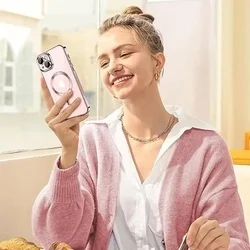 Telefontok iPhone 13 - Tech- Protect MagShine - MagSafe kompatibilis rosegold / átlátszó szilikon tok-4
