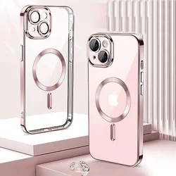 Telefontok iPhone 13 - Tech- Protect MagShine - MagSafe kompatibilis rosegold / átlátszó szilikon tok-2