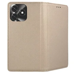 Telefontok Honor X5c Plus - arany mágneses szilikon keretes könyvtok-2