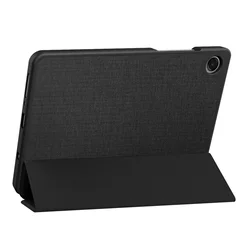Tablettok Samsung Galaxy Tab A9 8.7 X110 / X115 - obszidián fekete vászon anyagú smart case tablet tok, ceruza tartóval-6